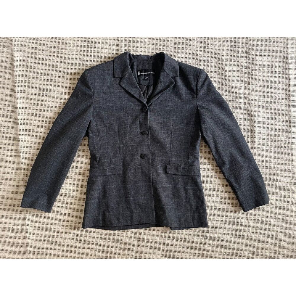 Larry Levine Women's Sz 10P Long-Sleeve Button-Up Plaid Suit Jacket Career Work